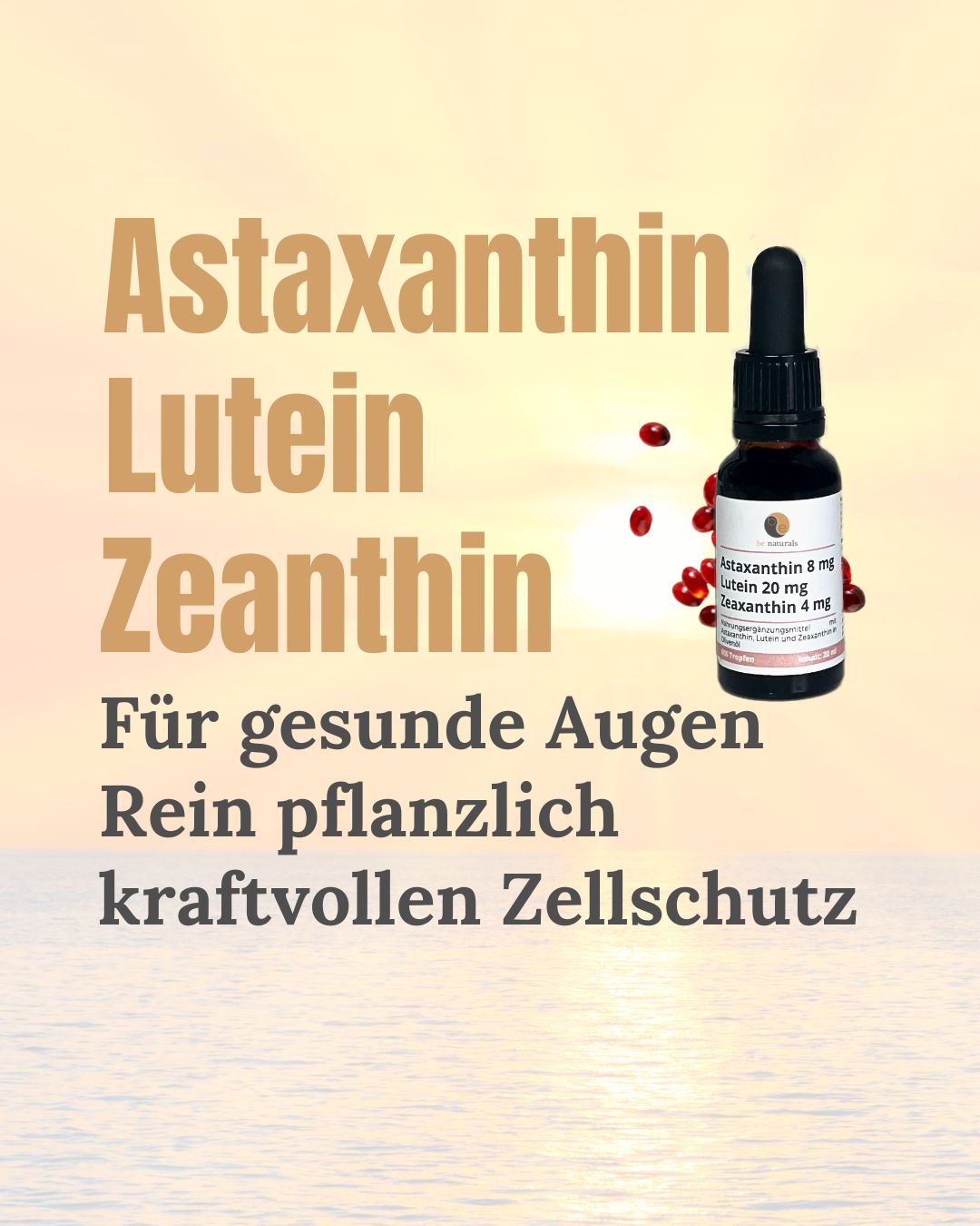 Astaxanthin Lutein Zeaxanthin Tropfen – mit Olivenöl, hochdosiert & vegan